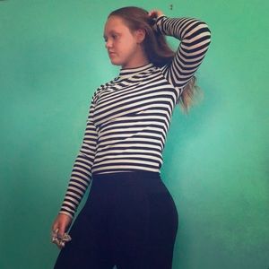 Black and White striped high neck shirt